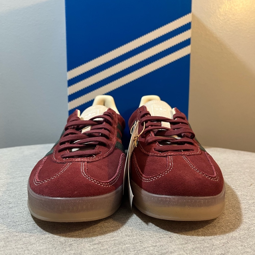Adidas Gazelle Indoor Burgundy Red Green Gum Bottom Retro Men's Size 10.5 JH5403 - Picture 2 of 11